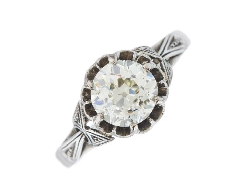 An early 20th century 18ct gold old-cut diamond single-stone ring, diamond estimated weight 1.80ct, K-L colour, VS clarity, b