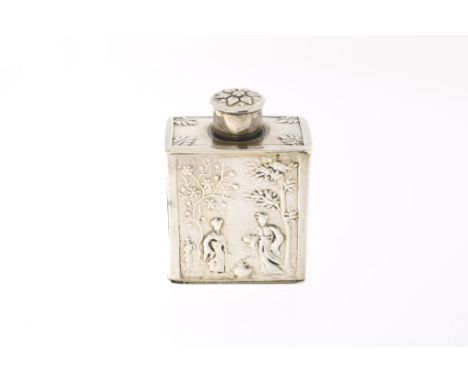 Dutch silver miniature rectangular teabox with Chinese decor, mm  Frederik van Strant 1, Amsterdam, first quarter 18th centur