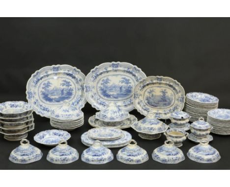 Extensive English tableware, presumably Staffordshire pottery,  marked Royal Sketches, decorated with sereral landscapes with