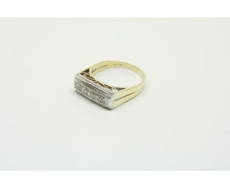 Bicolor gold ring mounted brilliants tot. 0.41ct. size 16.5  585/000Bicolor gouden ring bezet met diamant briljant slijpsel 0