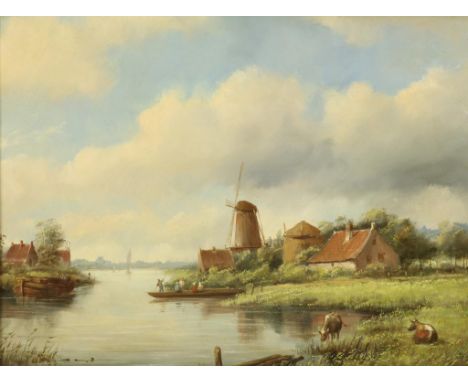 VERMEULEN M.,  Dutch landscape, panel 25 x 33 cm.VERMEULEN, M.,  Molen in landschap, paneel 25 x 33 cm
