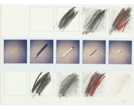 AGIUS MARTINEZ, JUAN J. (1944), signed and dated l.r. Carbon, 1982, mixed media with polaroid, H. 36,5 W. 47,5 cm ex. collect