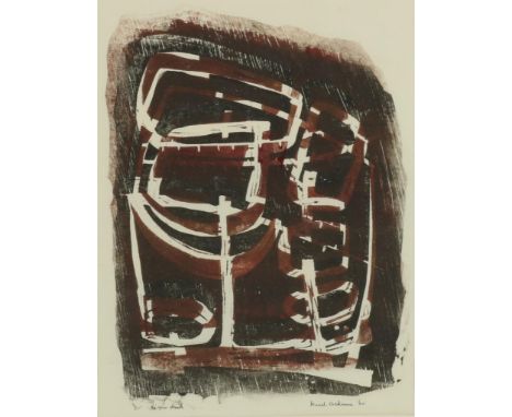 ARKEMA KAREL (1901-1965) sign. l.r. dat. '60, abstract  composition, lithograph 31 x 23,5 cm.ARKEMA KAREL (1901-1965), ges. r