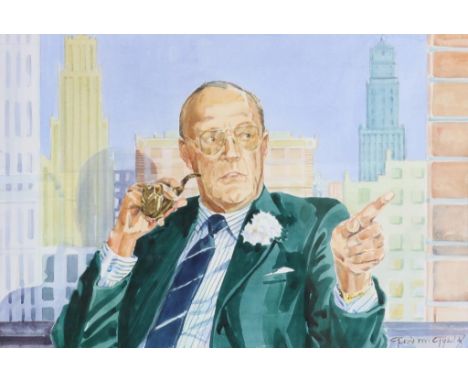 GIVEN GERDA VAN (1939), sig. r.b. portrait of Prince Bernard, watercolor 46 x 68 cm.GIJZEL GERDA VAN (1939), ges. r.o. portre