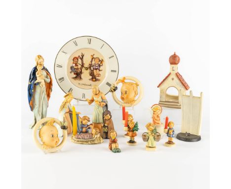 Hummel and Goebel, a collection of 15 pieces of polychrome porcelain.- Parts of a Nativity scène.- Madonna with child (Goebel