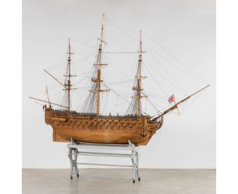 H.M.S. Victory, a large and decorative, hand-made ship.&nbsp;Hand-made, with over 6000 man hours.&nbsp;Mahogany on a 1/33 sca