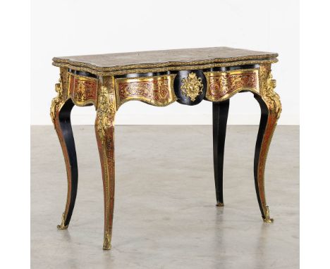 A 'Boulle inlay' card playing table mounted with gilt bronze, Napoleon 3, 19th century.&nbsp;Dimensions: (L:45 x W:87 x H:74 