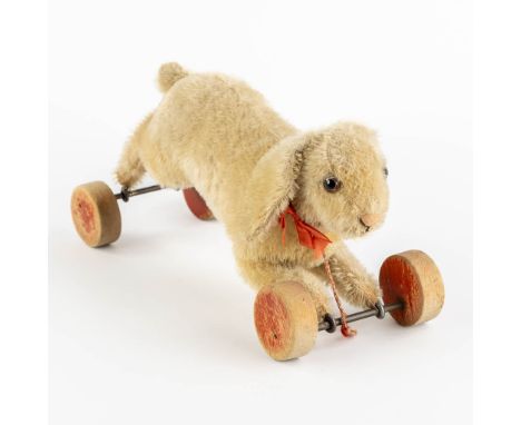 Steiff 'Rabbit on Wheels', 1926.In the ear with a button, marked 'Steiff'. The original red label is unfortunately missing.&n