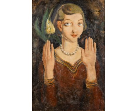 Theodore J. VERSCHAEREN (1874-1937) 'Portrait of a young lady'&nbsp;Oil on canvas.&nbsp;Signed upper right.&nbsp;Dated 1927.&