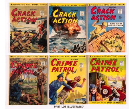 Crack Action 1-6 with Crime Patrol 1-6 complete sets (1950s) Archer Press. Starring Phantom Lady, Plastic Man, Ken Shannon Pr
