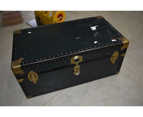 A vintage travel trunk, labelled Herald, dimensions approx. 92 x 52 x 41