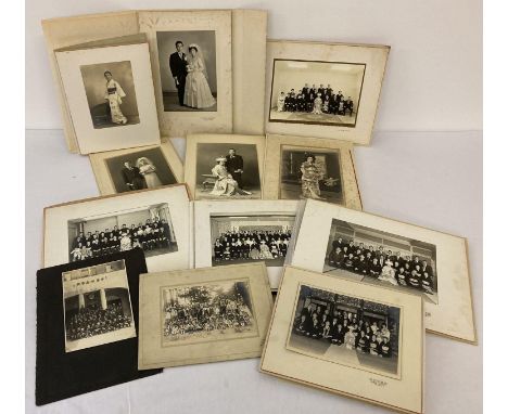 A collection of 12 assorted vintage Japanese Wedding, group and portrait photographs, mainly in folding carded covers. 