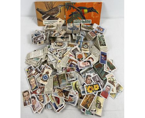 A box of assorted vintage cigarette and tea cards together with 2 Brooke Bond Canada albums. Cards to include: John Players, 
