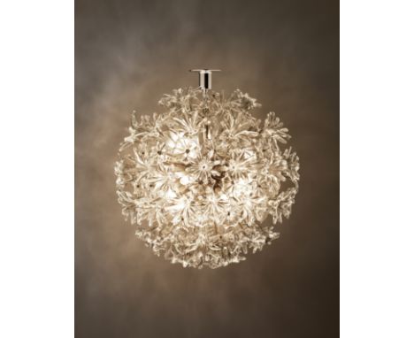 VeniniCeiling light, from the 'Esprit' series, circa 1966Glass, chromium-plated metal.155 cm drop, 82 cm diameterProduced by 