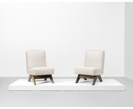 Pierre JeanneretPair of low chairs, model no. PJ-SI-36-A, designed for the High Court and P. U. Student residences, Chandigar