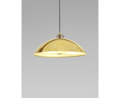 Paavo TynellCeiling light, model no. 10111, from the 'Pendant' series, 1960sBrass, perforated brass, opaque glass.45 cm diame