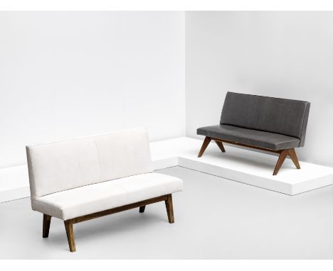 Pierre JeanneretBench, model no. PJ-SI-38-B, designed for the High Court, Chandigarh, circa 1955Teak, leather.90 x 140 x 60 c