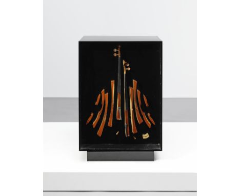 Arman (1928-2005)'Violin-Service' (Violon-Menagère), flatware service for twelve, 1971Glass, painted wood, velvet-lined drawe