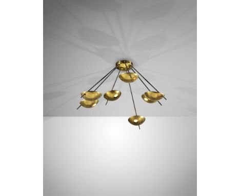 StilnovoCeiling light, 1960s Brass, painted metal.44 x 89 x 78 cm Manufactured by Stilnovo, Milan, Italy.Footnotes:Literature