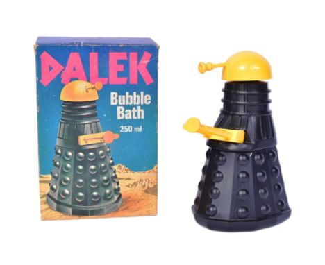 Doctor Who - an original vintage BBC licensed ' Dalek ' Bubble Bath bottle. Black and yellow, with detachable guns. Complete.