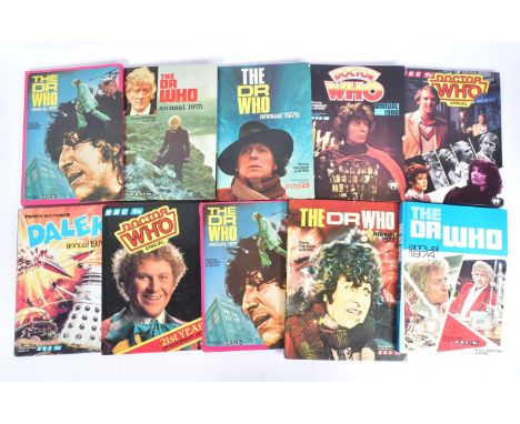 Doctor Who - a collection of x10 original vintage 1970s / 1980s Dr Who annuals. Includes: 1980, 1976, 1978, 1975, 1985, 1974,