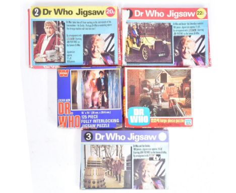 Doctor Who - Jigsaw Puzzles - a collection of x5 original vintage 1970s Dr Who jigsaw puzzles by Whitman. All different desig