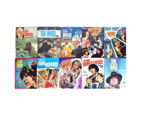 Doctor Who - a collection of x10 original vintage 1960s to 1980s Dr Who annuals. Includes: No.1 (William Hartnell era), 1969 