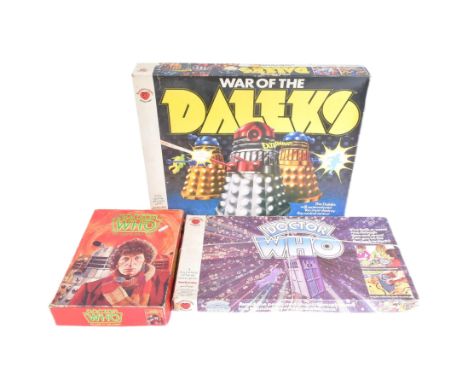 Doctor Who - a collection of x3 vintage Dr Who games, comprising: War Of The Daleks (Strawberry Fayre), Doctor Who (Strawberr