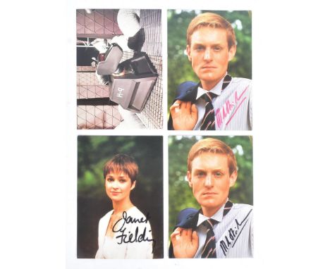 Doctor Who - a collection of autographs on official vintage 1980s BBC castcards / photographs. Includes: Janet Fielding, Mark