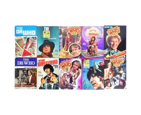Doctor Who - a collection of x10 original vintage 1970s / 1980s Dr Who annuals. Includes: 1976, 1981, 1985, 1974, 1973, 1979,