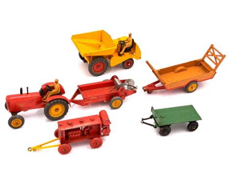 Dinky &amp; Morestone Unboxed Mixed Vehicle Group, to include 300 Massey-Harris Tractor, 321 Massey-Harris Manure Spreader, 5