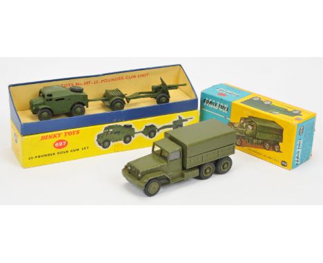Dinky Toys 697 Field Gun Set To Include - Quad Tractor, Ammunition Trailer and field gun - all finished in green including ri