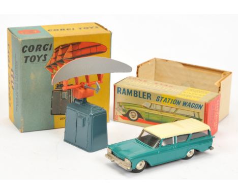 Corgi Toys 353 "RAF" Radar Scanner - Greyish-blue, orange and silver - Excellent in a Fair (complete) blue and yellow carded 