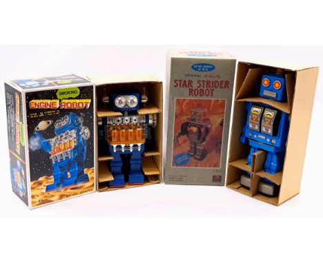 Robot Pair including: (1) Engine Robot, SH Toys (Horikawa) Japan, plastic, battery operated (untested but has clean battery c