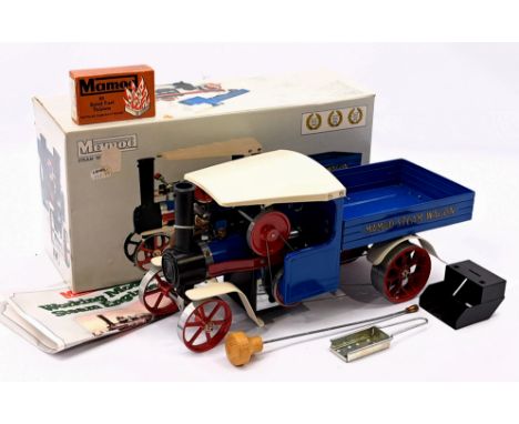 Mamod (UK) SW1 Steam Wagon, live stream model lorry, blue pressed steel construction, includes accessories and fuel tablets, 