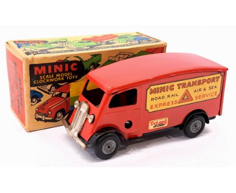 Triang Minic Push &amp; Go Shutter Van No. 3159, tinplate, red, within Good Plus box, Good Plus.