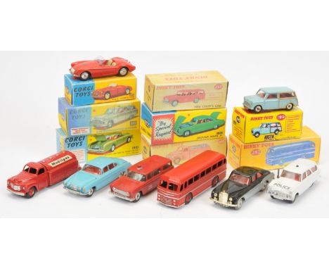 Dinky &amp; Corgi Toys Group Of 8 To Include Dinky 199 Austin Mini Countryman, 440 Studebaker "Mobilgas" Tanker, Corgi 302 MG