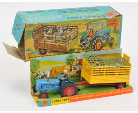 Corgi Toys GS33 Gift Set&nbsp; To Include - Fordson Power Major Tractor - Blue, with harder to find red hubs and with Beast T