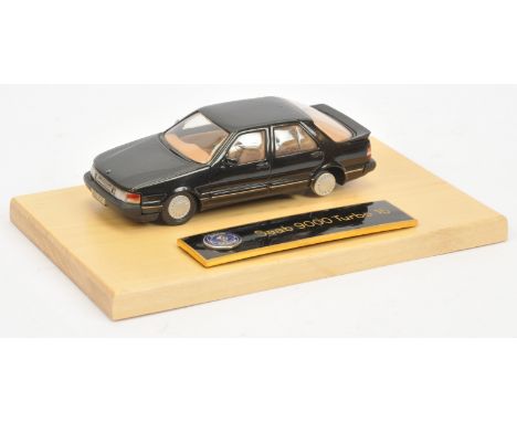 Somerville Saab 9000 16 Turbo - Black body, silver trim - Near Mint (missing one rear tyre) on a Mint wooed plinth with Plaqu
