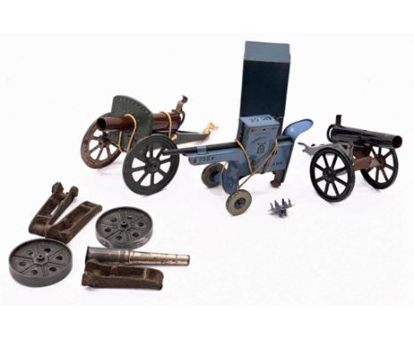 Cannon Group, tinplate and diecast, includes Lehmann model 735 pom pom gun, some have loose or wobbly wheels, plus some pelle