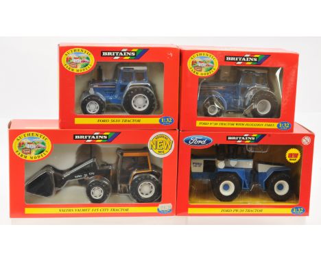 Britains&nbsp; Tractors Group Of 4 - (1) 9442 Ford 8730 Blue and white, (2) 9527 Ford 5610 Blue and White, (3) 42107 Ford Tw3