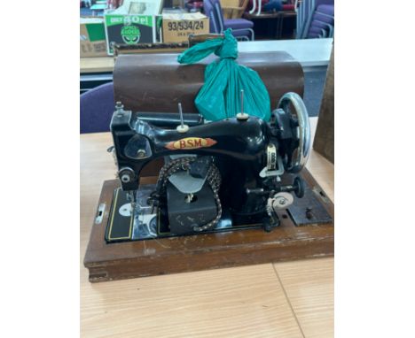 Vintage cased BSM Sewing machine