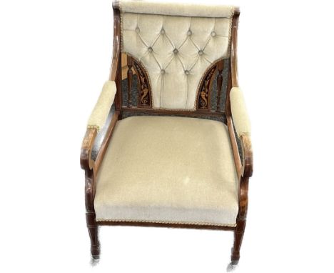 Vintage button back inlaid nursing chair