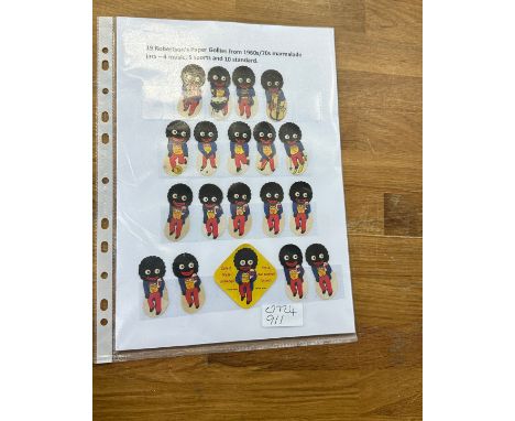 19 Robertsons paper Gollies from 1960's/70s marmalade jars- 4 music, 5 sports and 10 standard Notice from the the-saleroom.co