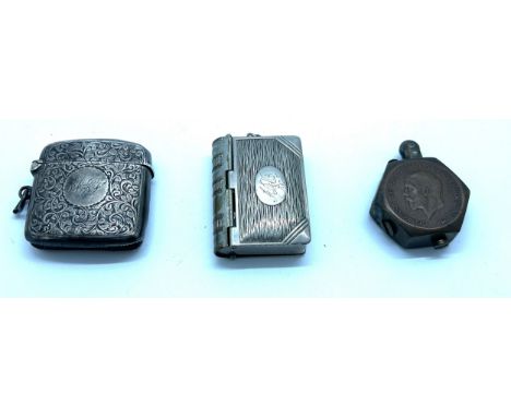 Silver cased vesta cigarette lighter along with trench art lighter etc