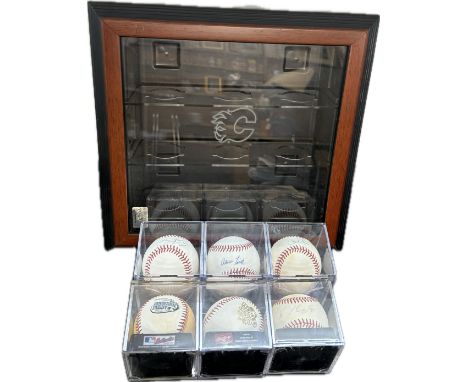 Selection of 6 collectable baseballs all within individual cases, 4 of which ware autographed, names include Adam Lind, Cody 