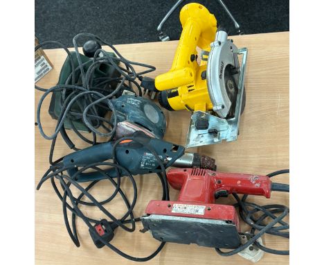 Selection of assorted power tools includes sanders, circular saw etc all untested