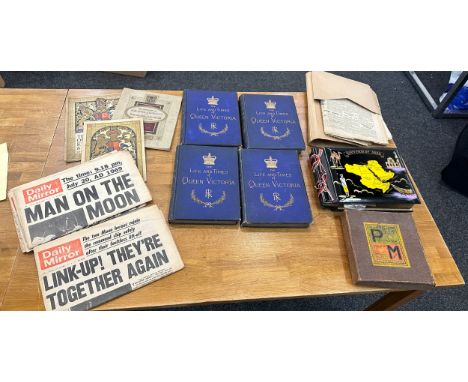 Selection of vintage memorabilia to include Daily Mirror newspapers, Royals, post cards etc
