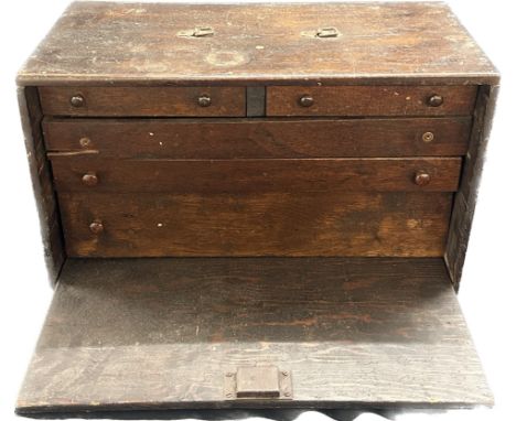 Antique engineers tool box measures approximately 10 inches tall x 19 wide x 9 deep