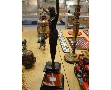 A Deco-style bronze dancer on marble base